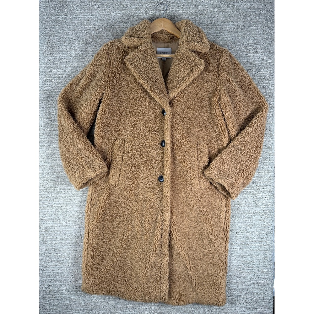 Loft Petites Teddy Bear Coat Camel Brown Faux Shearling Long Jacket XXSP